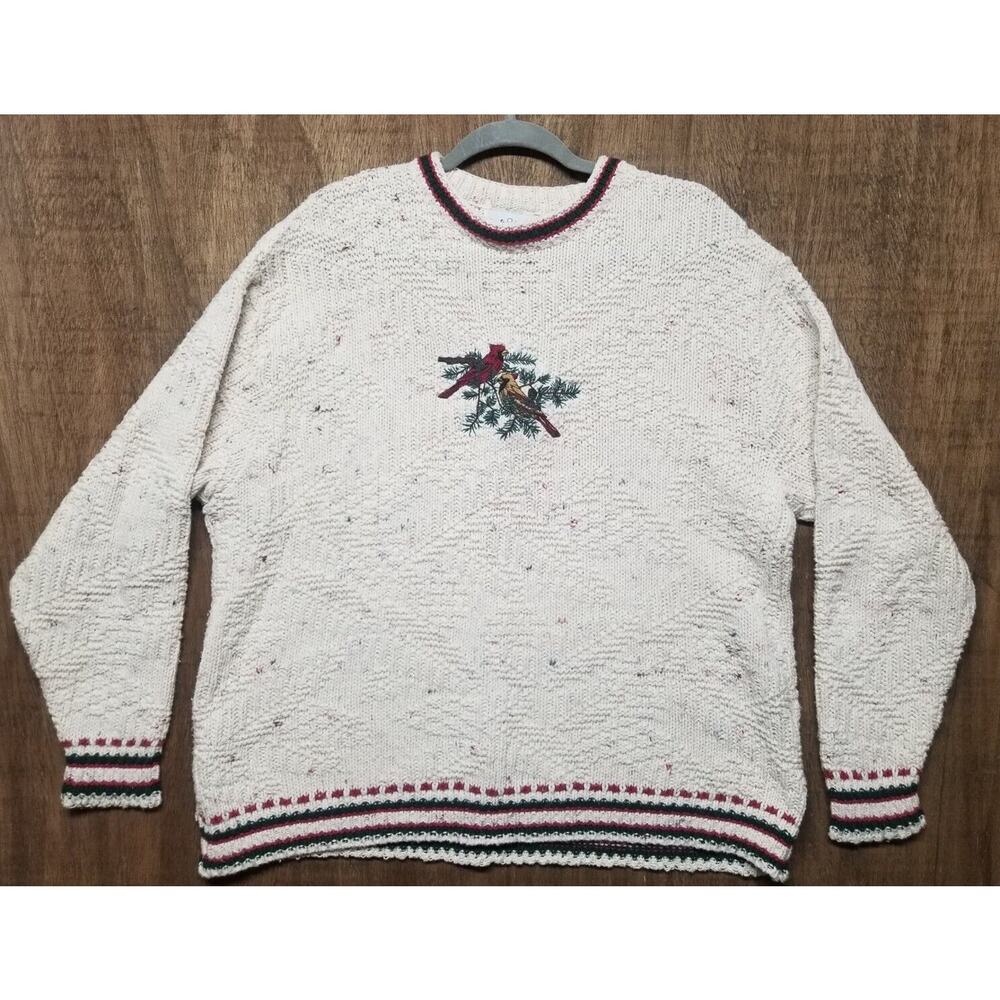 Croft & Barrow Womans Size L Winter Cardinal Sweater Christmas Ugly Cute Holiday